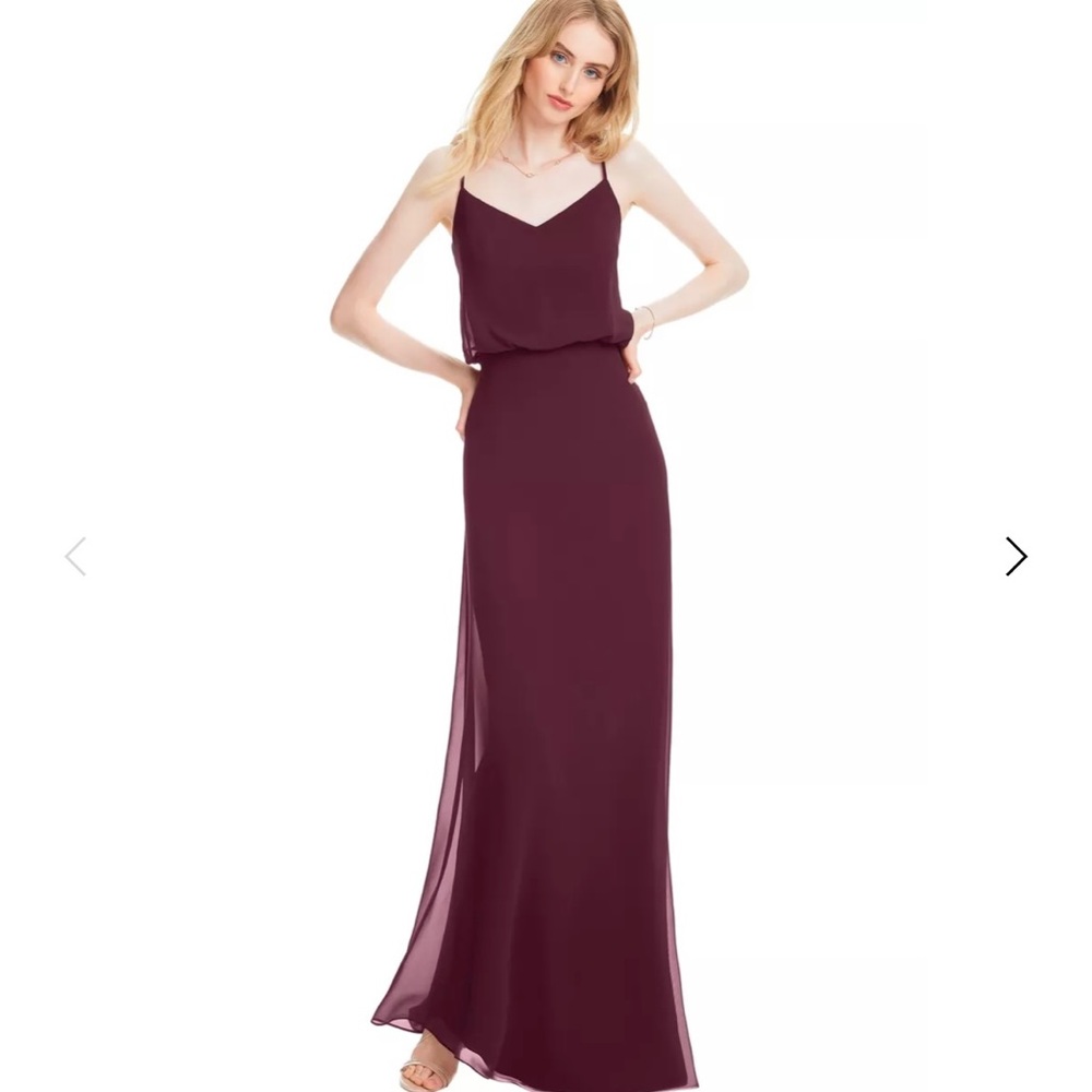 Bill Levkoff Wine Chiffon V-neck A-line Dress